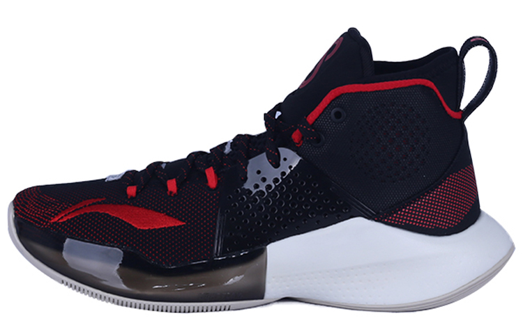 LINING Соник 8 баскетбольные кроссовки мужские высокие черно-бело-красные 
LINING Соник 8 баскетбольные кроссовки мужские высокие черно-бело-красные