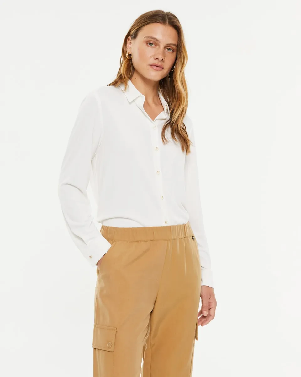 Женская рубашка из гладкого трикотажа с отложным воротником и длинными рукавами Paz Torras, белый
Женская рубашка из гладкого трикотажа с отложным воротником и длинными рукавами Paz Torras, белый