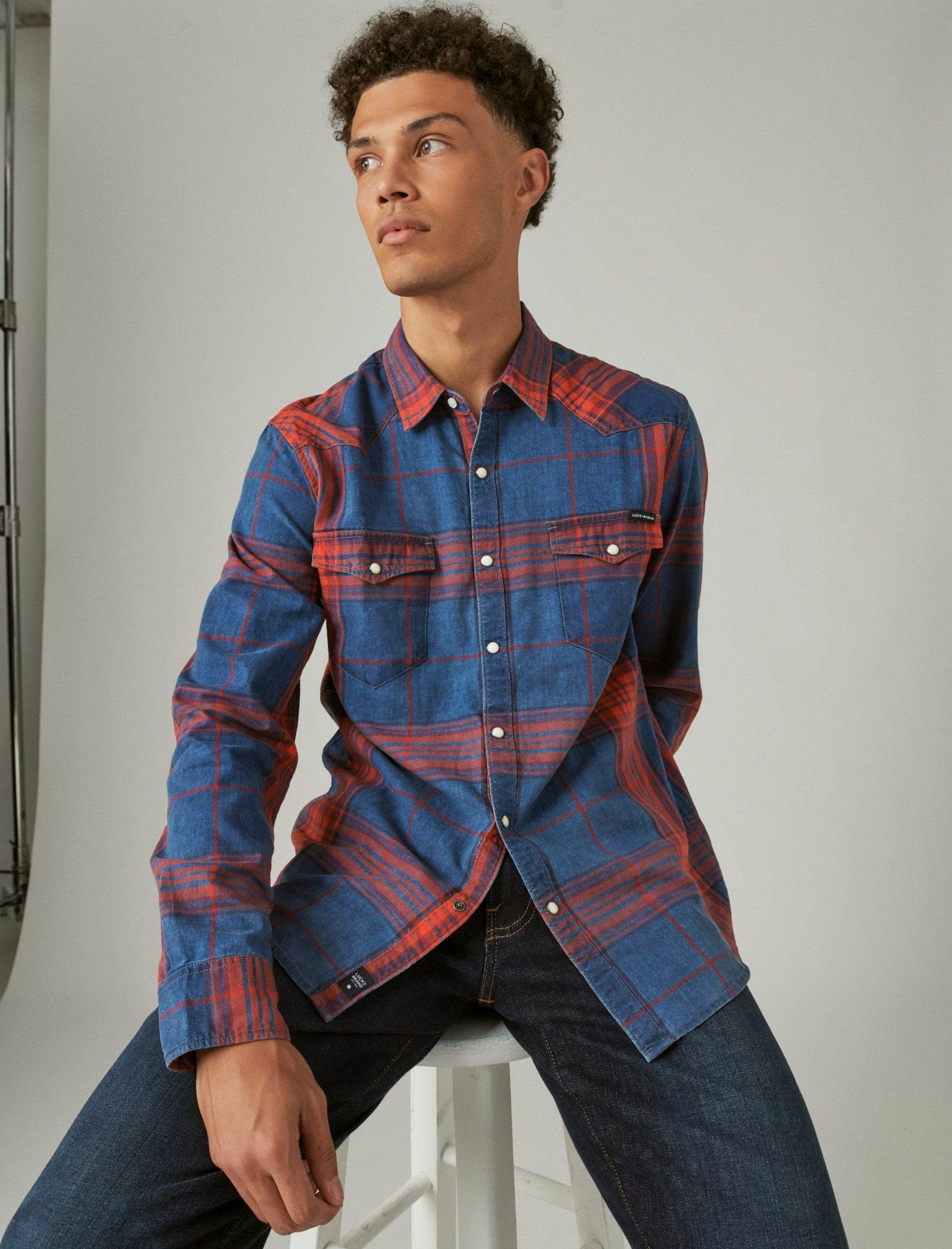 Мужская клетчатая рубашка Lucky Brand Indigo с длинным рукавом в стиле вестерн
Мужская клетчатая рубашка Lucky Brand Indigo с длинным рукавом в стиле вестерн