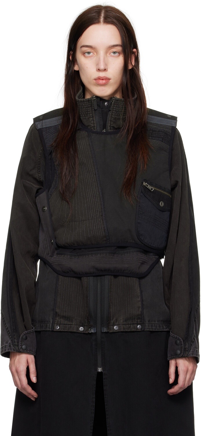 Двусторонний жилет в стиле пэчворк серого и хаки HYEIN SEO
Двусторонний жилет в стиле пэчворк серого и хаки HYEIN SEO