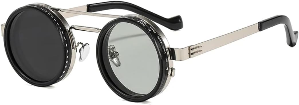 Ретро круглые панк-солнцезащитные очки для мужчин и женщин для занятий спортом на открытом воздухе, защита от УФ-излучения UV400, регулируемые солнцезащитные очки с затемнением TVTBBVV, Silver-6
Ретро круглые панк-солнцезащитные очки для мужчин и женщин для занятий спортом на открытом воздухе, защита от УФ-излучения UV400, регулируемые солнцезащитные очки с затемнением TVTBBVV, Silver-6