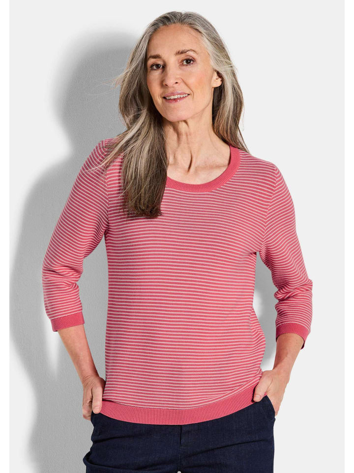 Вязаный свитер с короткими рукавами, полосатый свитер из хлопка в коралловом цвете с рисунком. GOLDNER
Вязаный свитер с короткими рукавами, полосатый свитер из хлопка в коралловом цвете с рисунком. GOLDNER