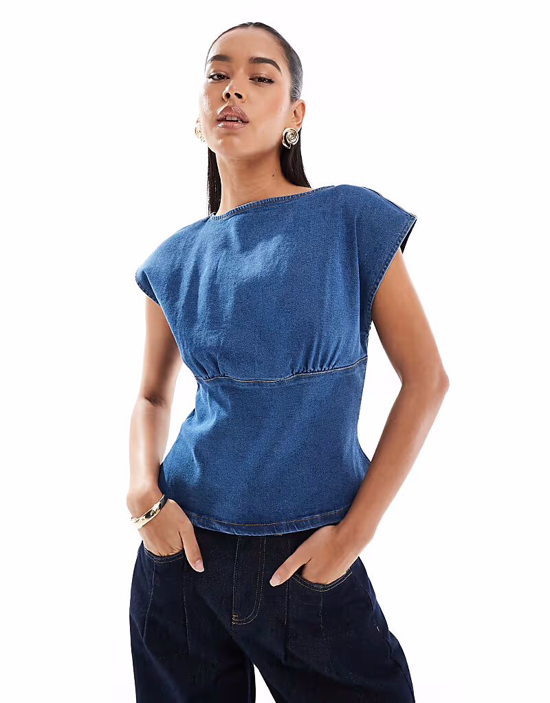 Джинсовый топ ASOS DESIGN с рукавами «летучая мышь» синего цвета
Джинсовый топ ASOS DESIGN с рукавами «летучая мышь» синего цвета