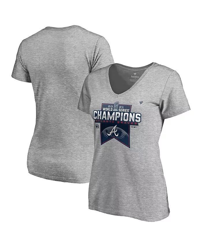 Женская футболка Heather Grey Atlanta Braves 2021 World Series Champions Раздевалка большого размера с v-образным вырезом Fanatics
Женская футболка Heather Grey Atlanta Braves 2021 World Series Champions Раздевалка большого размера с v-образным вырезом Fanatics