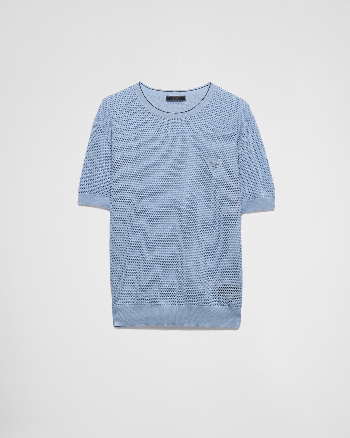 Джемпер с круглым вырезом из шелка и хлопка Prada, небесно-голубой
Джемпер с круглым вырезом из шелка и хлопка Prada, небесно-голубой