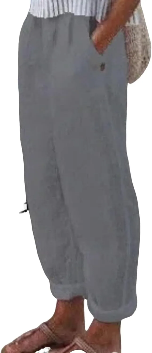 Женские хлопковые льняные брюки Casual с высокой талией и карманами JOAU
Женские хлопковые льняные брюки Casual с высокой талией и карманами JOAU