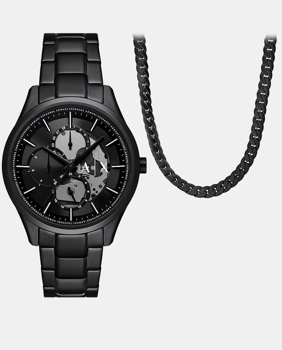 Набор многофункциональных мужских часов и цепочки из черной стали AX7160SET Armani Exchange
Набор многофункциональных мужских часов и цепочки из черной стали AX7160SET Armani Exchange