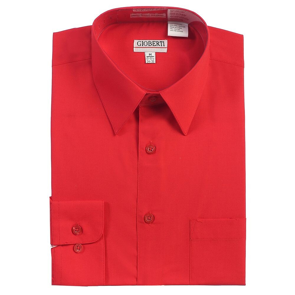 Gioberti Мужская однотонная классическая рубашка с длинными рукавами, красный
Gioberti Мужская однотонная классическая рубашка с длинными рукавами, красный