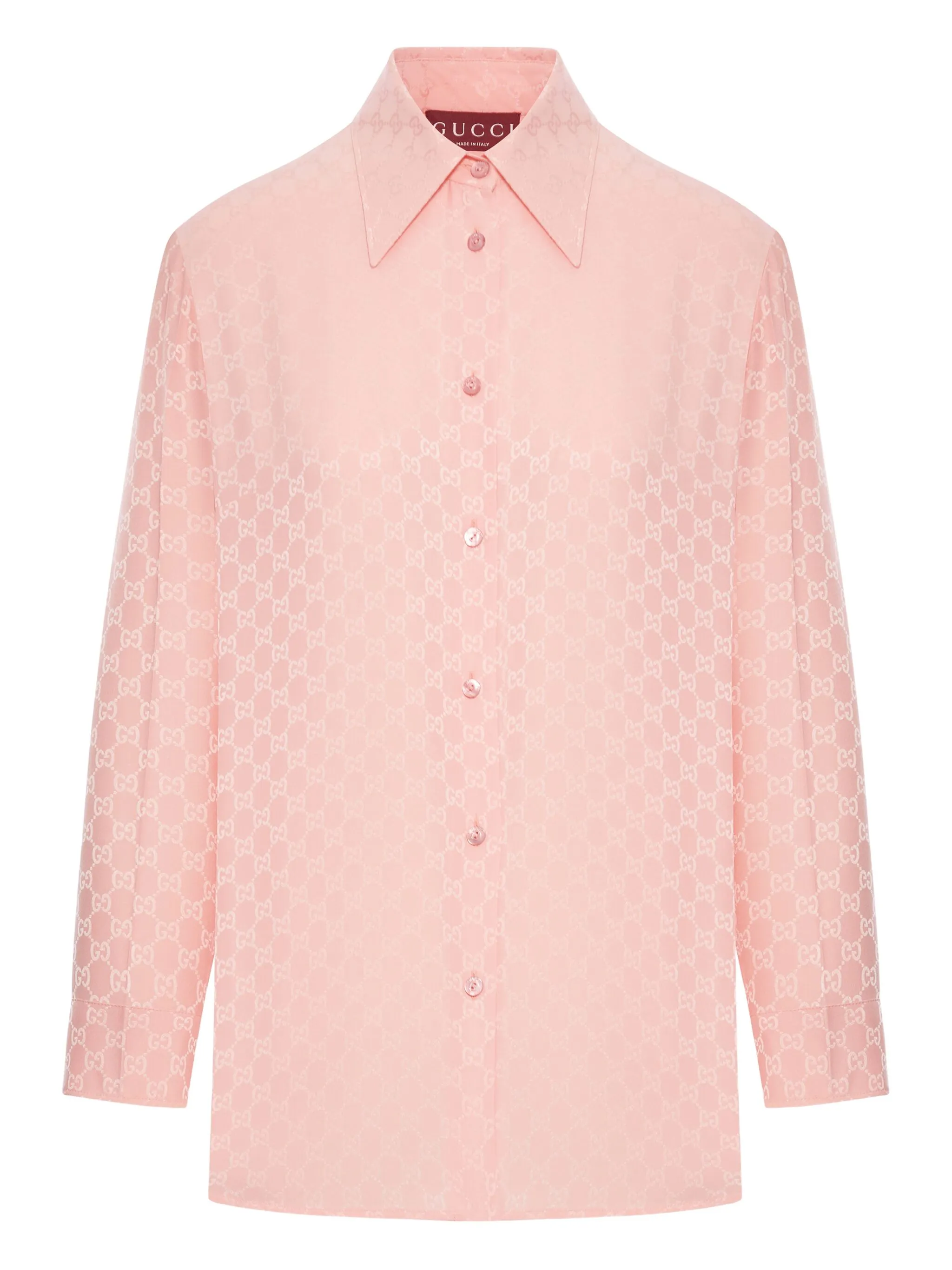 Шелковая рубашка с логотипом GG Gucci, розовый
Шелковая рубашка с логотипом GG Gucci, розовый