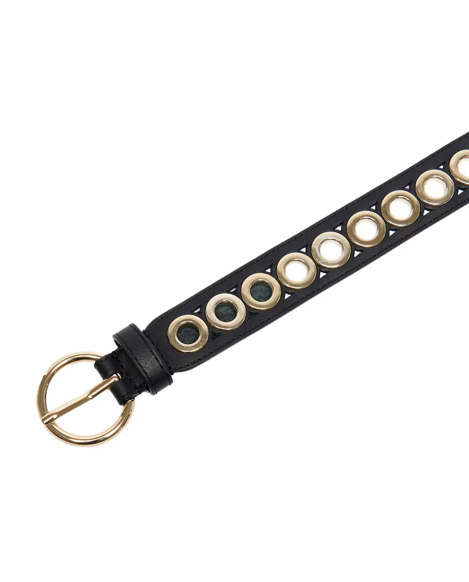 Женский ремень с круглой пряжкой и люверсами Sandro, черный
Женский ремень с круглой пряжкой и люверсами Sandro, черный