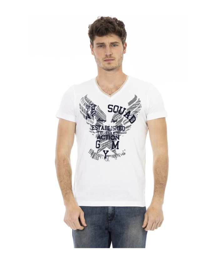 Футболка с короткими рукавами и V-образным вырезом Trussardi, белый
Футболка с короткими рукавами и V-образным вырезом Trussardi, белый