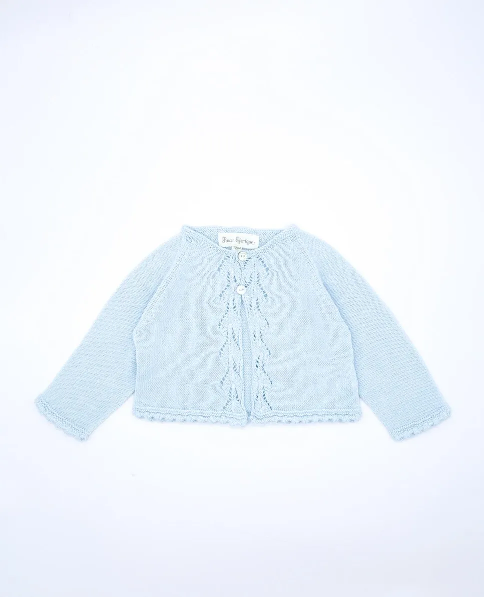 Малышка хлопковая жакетка с ажурным Fina Ejerique, голубой
Малышка хлопковая жакетка с ажурным Fina Ejerique, голубой