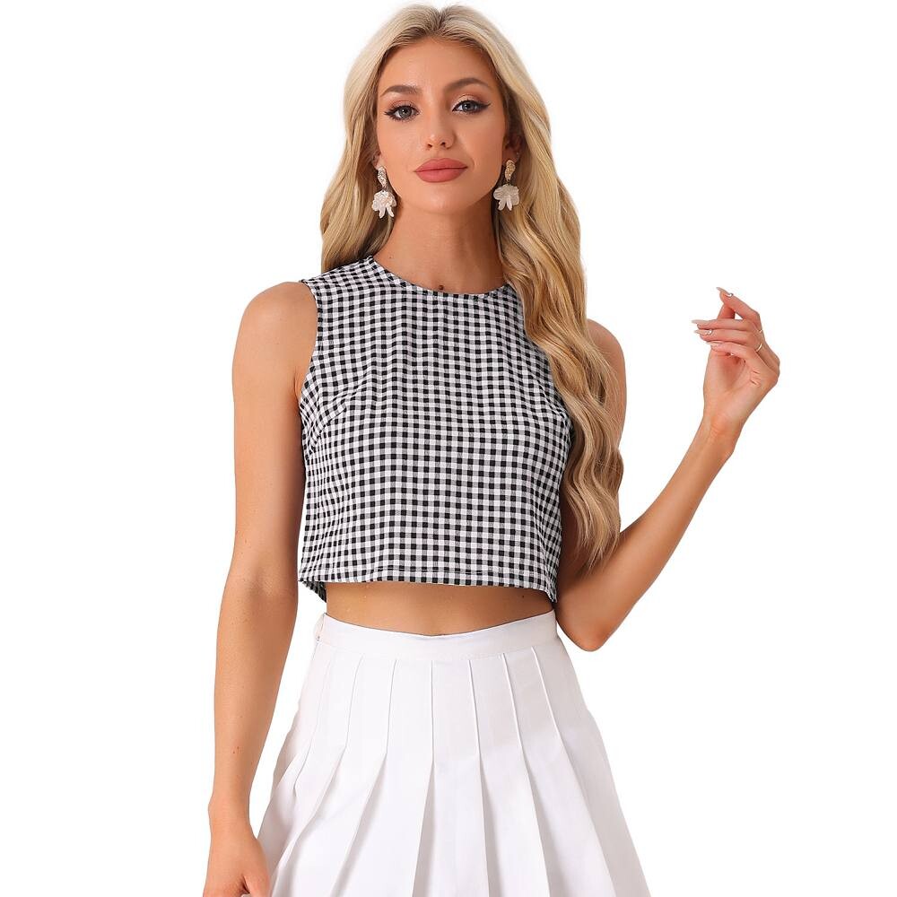 Женский топ Ginham без рукавов, винтажная летняя блузка 1950-х годов ALLEGRA K, черный
Женский топ Ginham без рукавов, винтажная летняя блузка 1950-х годов ALLEGRA K, черный