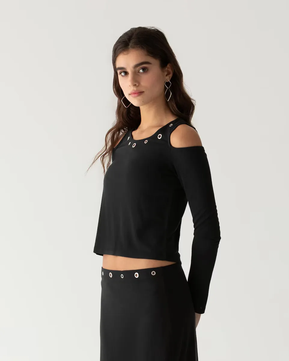 Женский топ с длинными рукавами и круглым вырезом Noon, черный
Женский топ с длинными рукавами и круглым вырезом Noon, черный