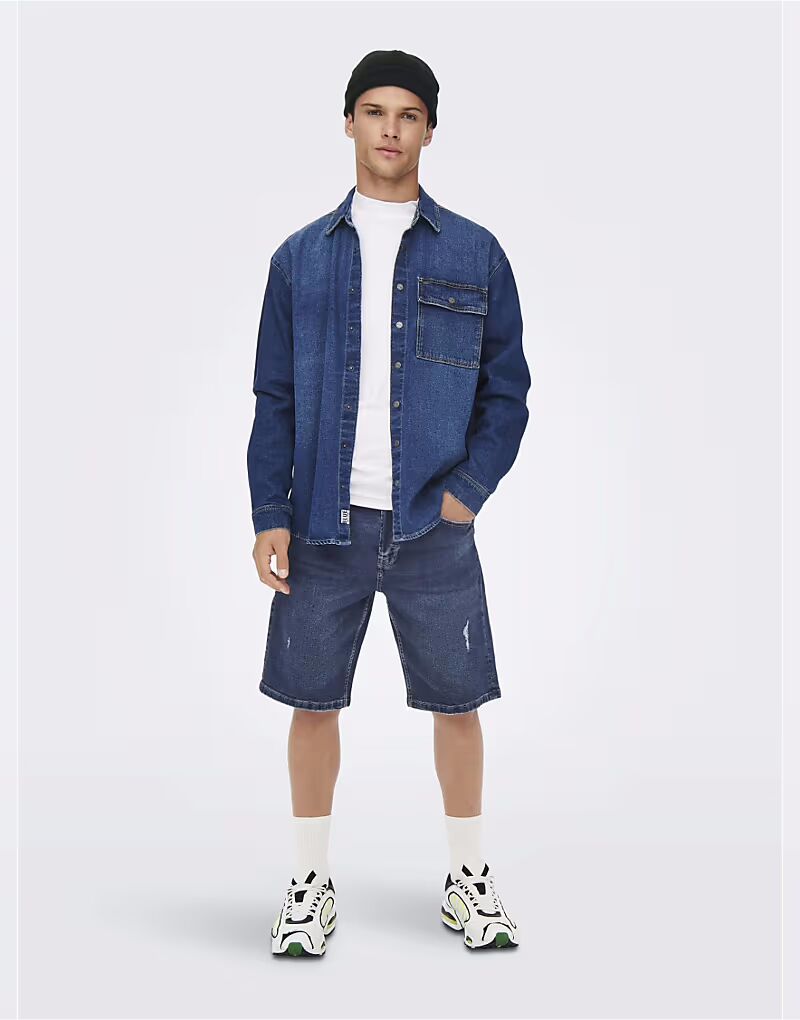 Шорты ONLY & SONS из синего денима
Шорты ONLY & SONS из синего денима