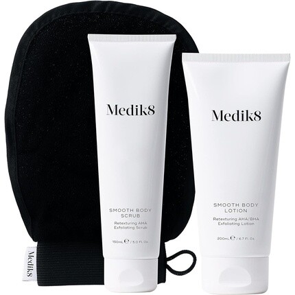 Medik8 Smooth Body Exfoliating Kit — отшелушивающий скраб AHA 150 мл и лосьон 200 мл
Medik8 Smooth Body Exfoliating Kit — отшелушивающий скраб AHA 150 мл и лосьон 200 мл