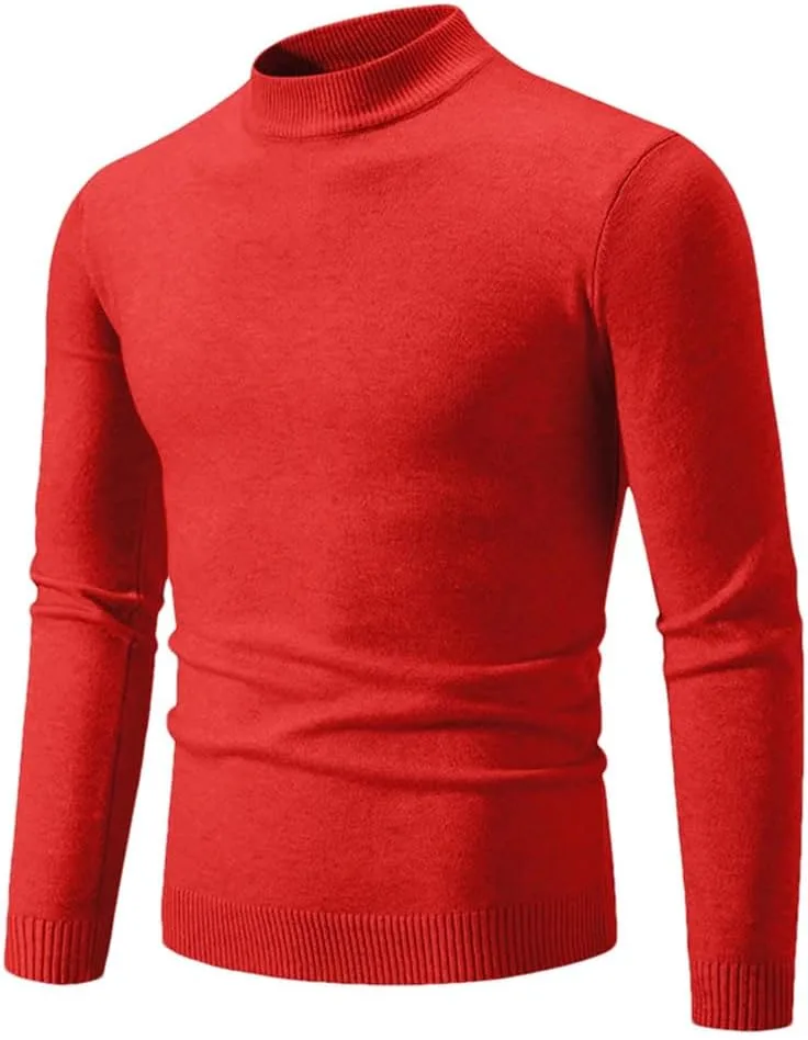 Мужской однотонный вязаный свитер с полувысоким воротником
Мужской однотонный вязаный свитер с полувысоким воротником