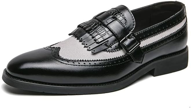 Мужские лоферы Santimon с крыльями Brogue из кожи с бахромой, монк-ремнем, без шнуровки, черно-бело-коричневые
Мужские лоферы Santimon с крыльями Brogue из кожи с бахромой, монк-ремнем, без шнуровки, черно-бело-коричневые