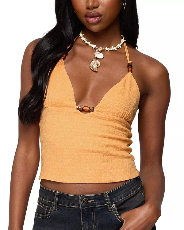 Топ-Халтер Atlas с рюшами и бусинами Edikted, оранжевый
Топ-Халтер Atlas с рюшами и бусинами Edikted, оранжевый