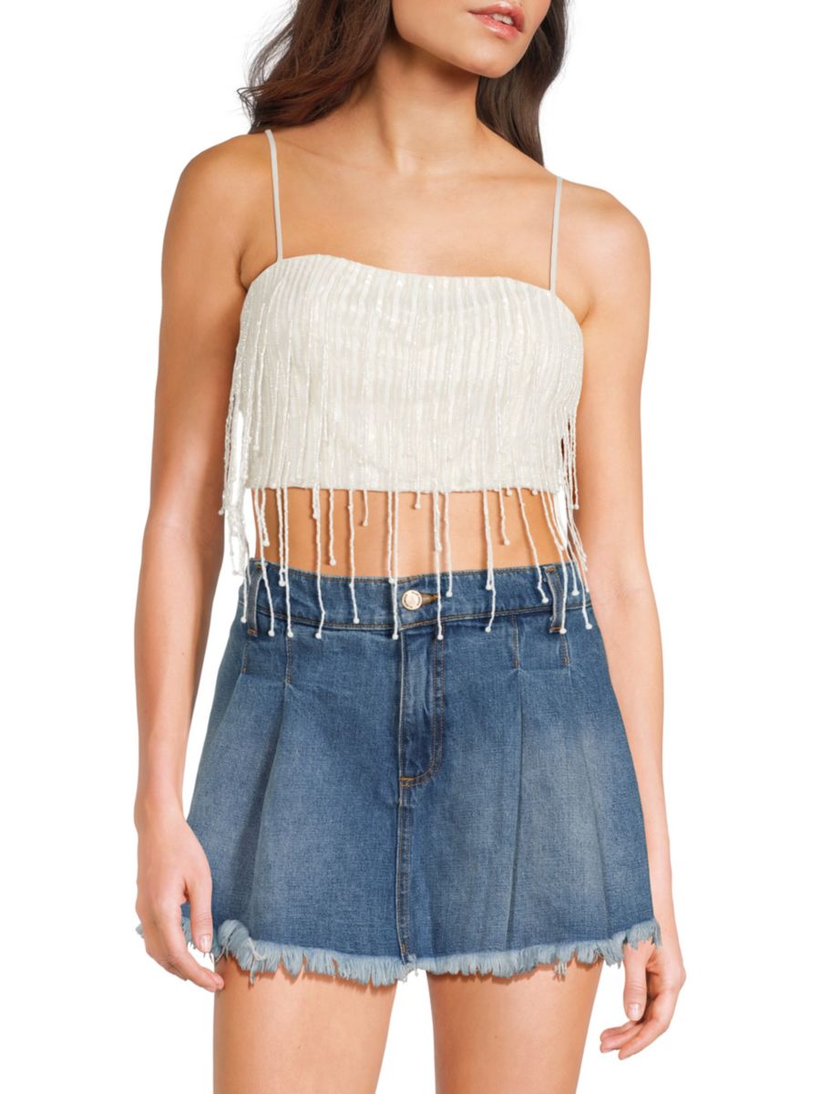 Укороченный топ с бахромой из бисера Ramy Brook, цвет White Bead
Укороченный топ с бахромой из бисера Ramy Brook, цвет White Bead