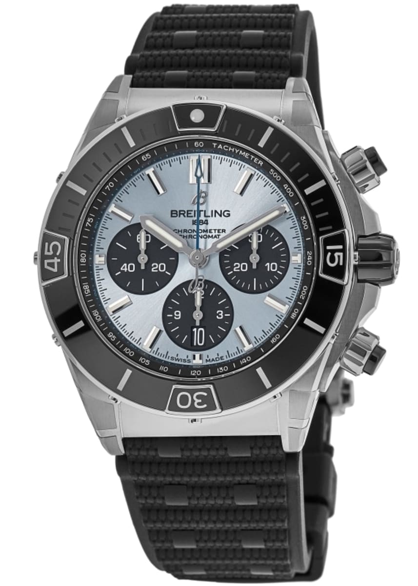 Breitling Super Chronomat B01 44 автоматический хронограф ледяной голубой циферблат черный каучуковый ремешок мужские часы PB0136251C1S1
Breitling Super Chronomat B01 44 автоматический хронограф ледяной голубой циферблат черный каучуковый ремешок мужские часы PB0136251C1S1