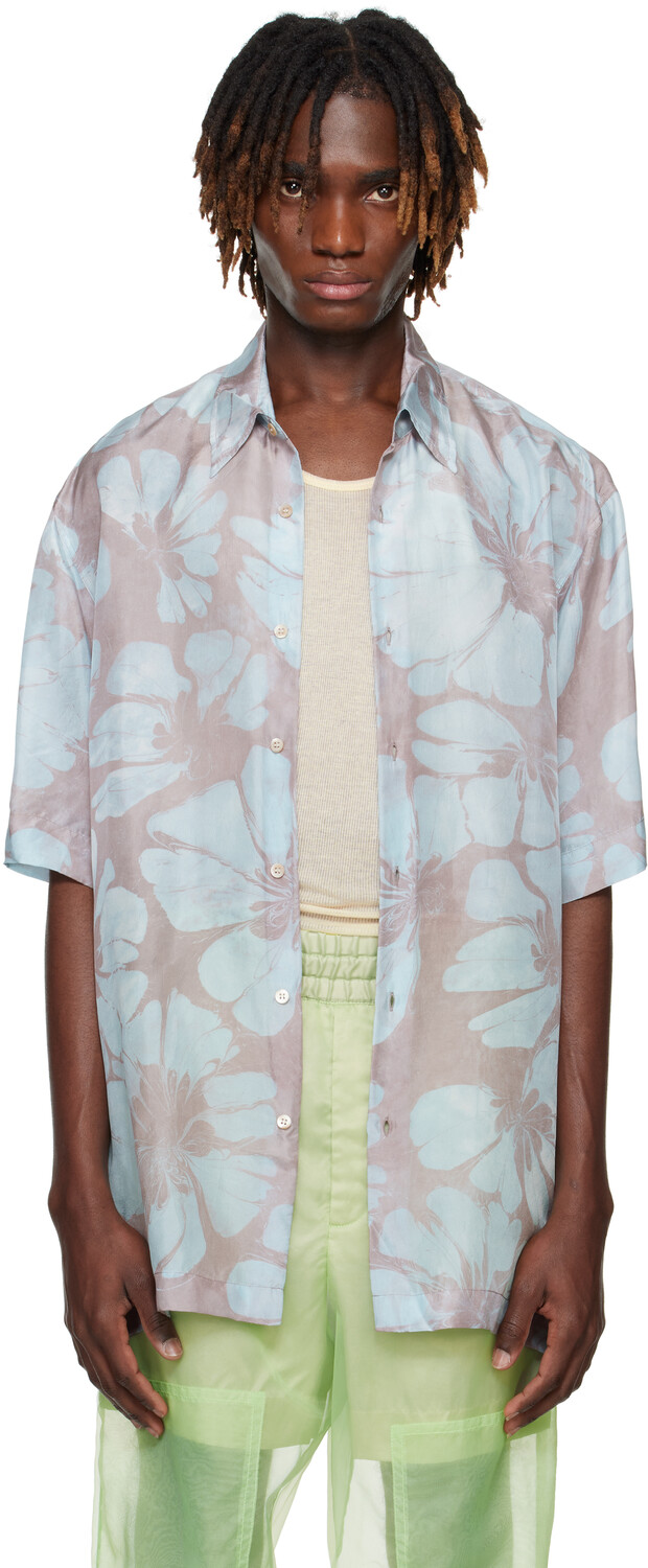 Рубашка с коротким рукавом из сине-розового шелка Dries Van Noten
Рубашка с коротким рукавом из сине-розового шелка Dries Van Noten