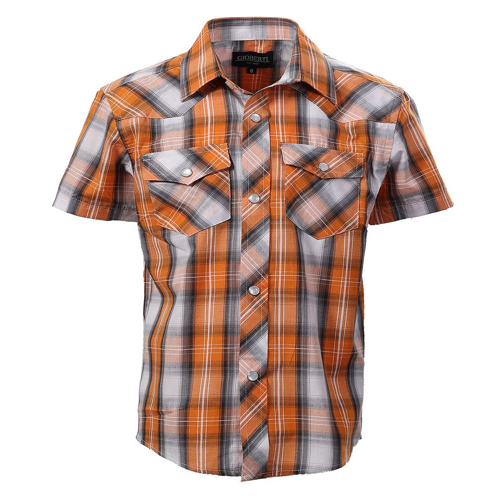 Повседневная рубашка в клетку с жемчугом и пуговицами в стиле вестерн Gioberti для мальчиков с короткими рукавами, цвет Orange Gray White
Повседневная рубашка в клетку с жемчугом и пуговицами в стиле вестерн Gioberti для мальчиков с короткими рукавами, цвет Orange Gray White