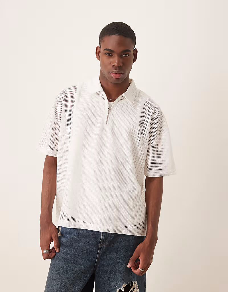 Свободного поло свободного кроя на молнии с приспущенным плечом из белой сетки с открытыми краями ASOS DESIGN
Свободного поло свободного кроя на молнии с приспущенным плечом из белой сетки с открытыми краями ASOS DESIGN