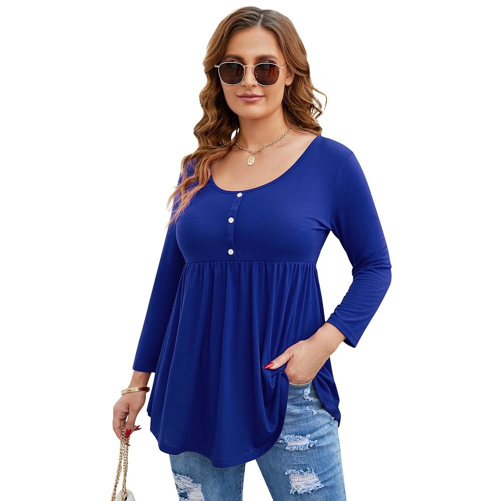 Женская туника больших размеров 3/4 с длинным рукавом и овальным вырезом, плиссированные футболки на пуговицах, свободные рубашки Babydoll Kojooin, цвет Rose Red
Женская туника больших размеров 3/4 с длинным рукавом и овальным вырезом, плиссированные футболки на пуговицах, свободные рубашки Babydoll Kojooin, цвет Rose Red