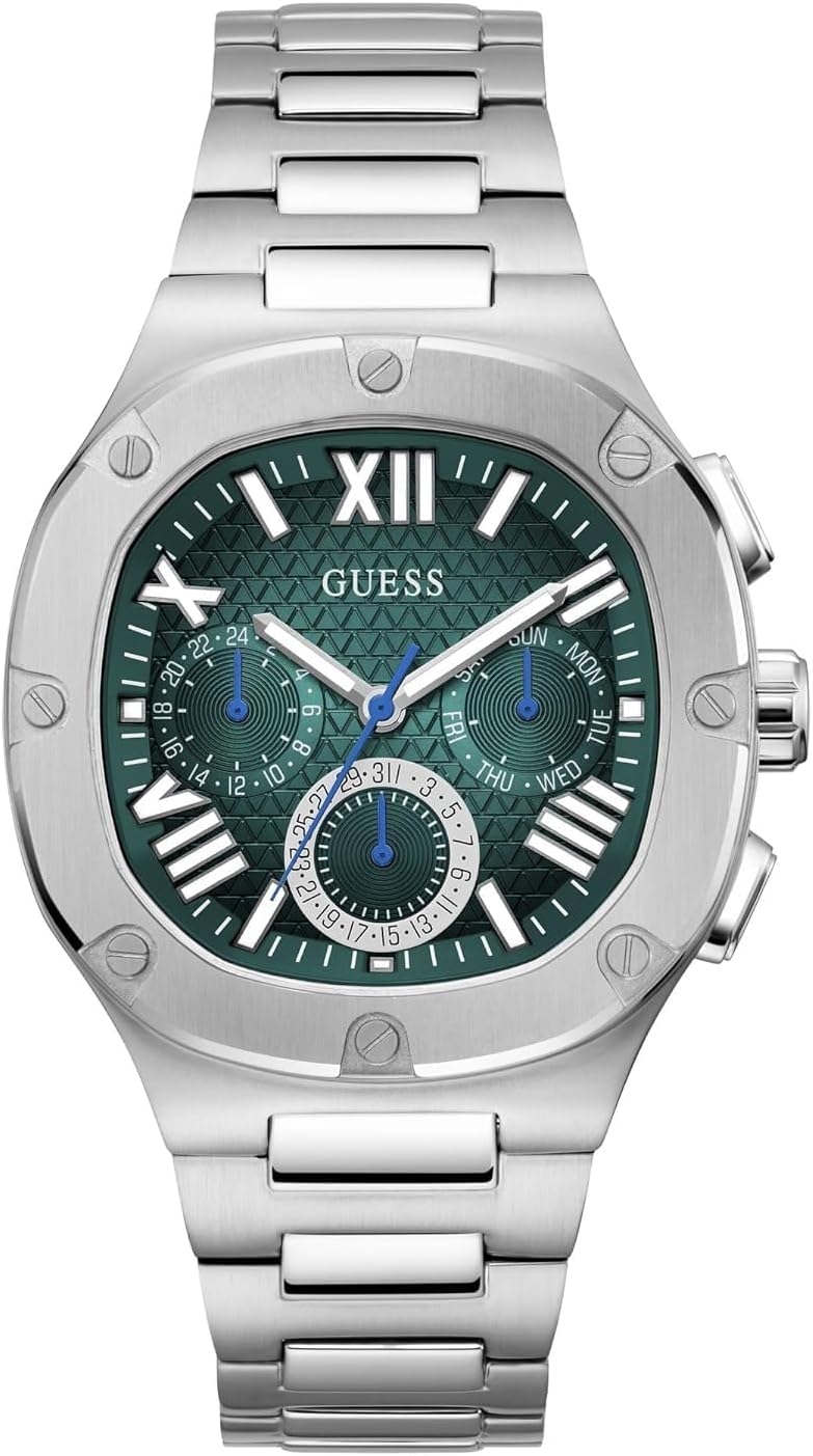 GUESS Silver-Tone квадратные многофункциональные часы
GUESS Silver-Tone квадратные многофункциональные часы