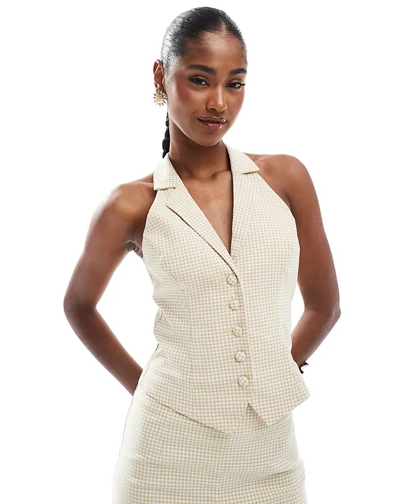 Miss Selfridge Сшитый на заказ топ-топ в нейтральную клетку
Miss Selfridge Сшитый на заказ топ-топ в нейтральную клетку