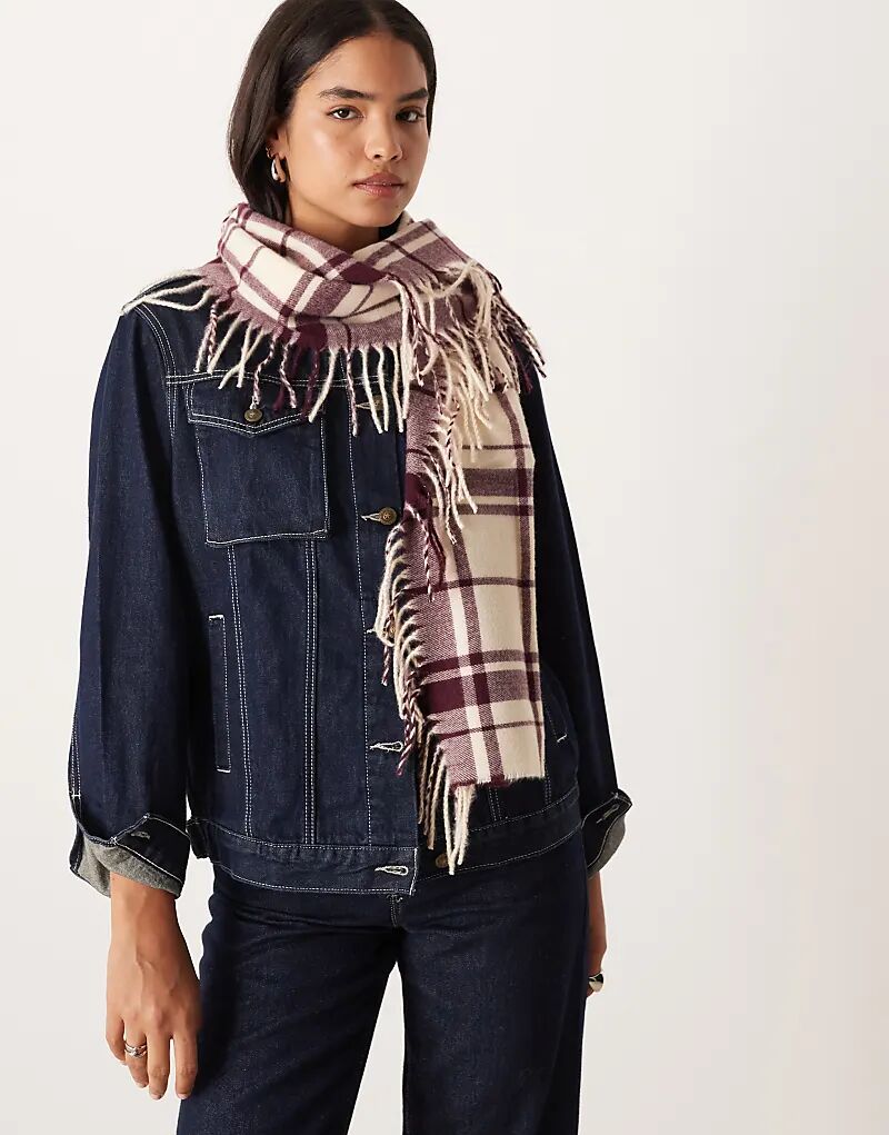 Шарф ASOS DESIGN с бахромой по бокам в кремово-бордовую клетку
Шарф ASOS DESIGN с бахромой по бокам в кремово-бордовую клетку