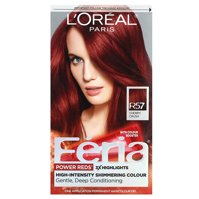 L'Oréal, Feria, красный, интенсивный мерцающий оттенок, R57 Cherry Crush, 1 применение
L'Oréal, Feria, красный, интенсивный мерцающий оттенок, R57 Cherry Crush, 1 применение