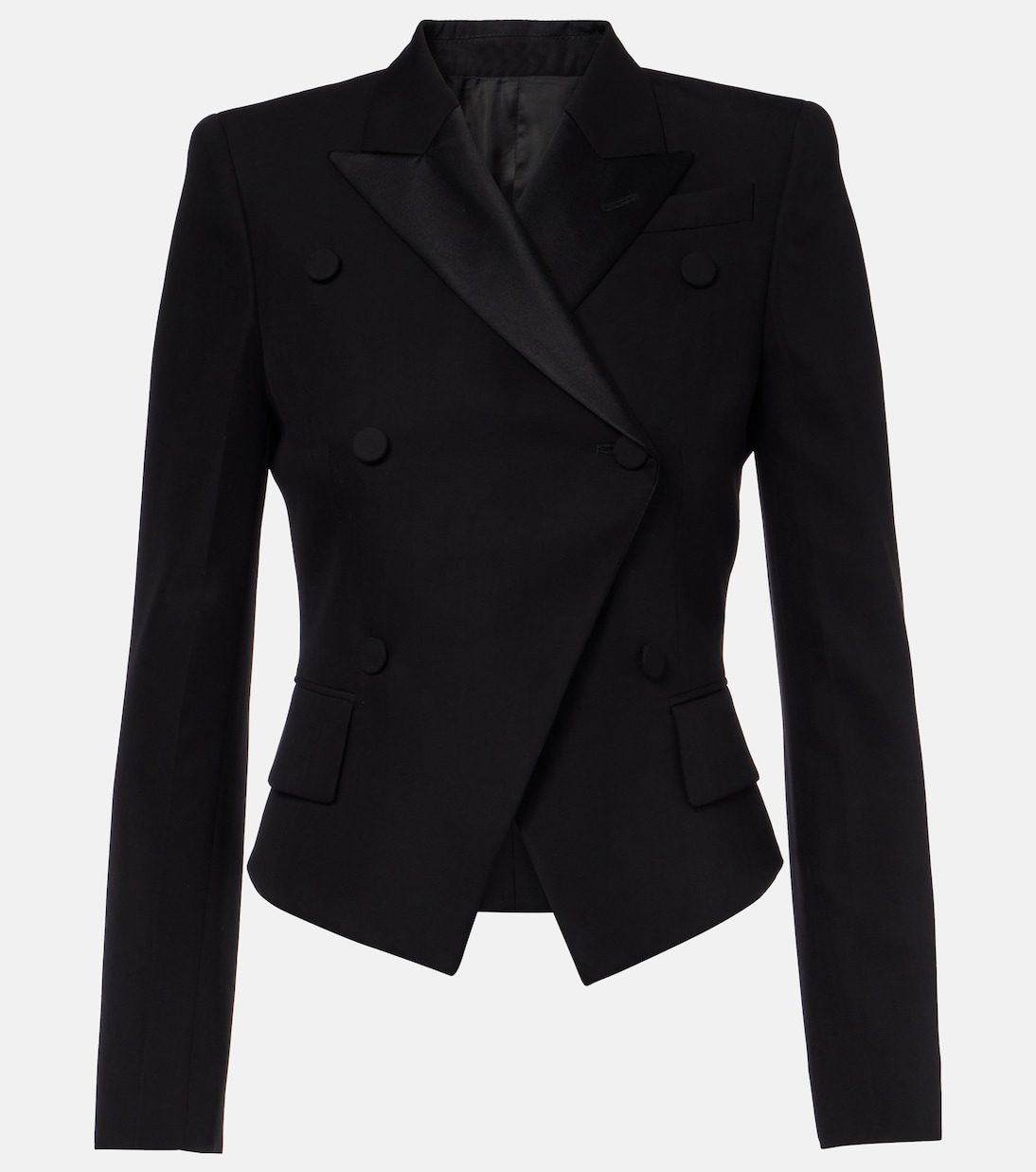 Двубортный пиджак из смесовой шерсти McQueen, черный
Двубортный пиджак из смесовой шерсти McQueen, черный