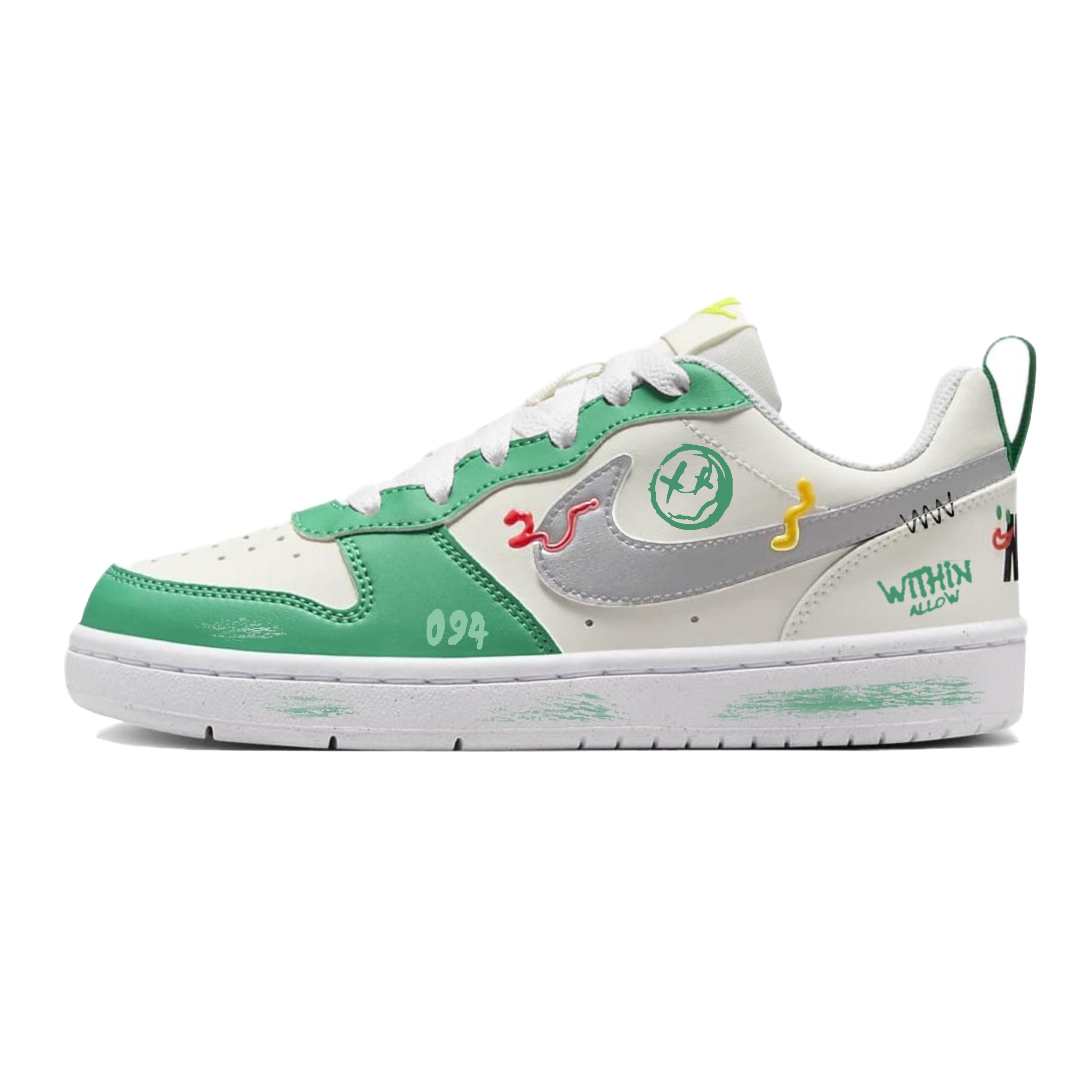 Nike Низкие противоскользящие детские кроссовки для скейтбординга Court Borough, белые, зеленые, подростковые
Nike Низкие противоскользящие детские кроссовки для скейтбординга Court Borough, белые, зеленые, подростковые