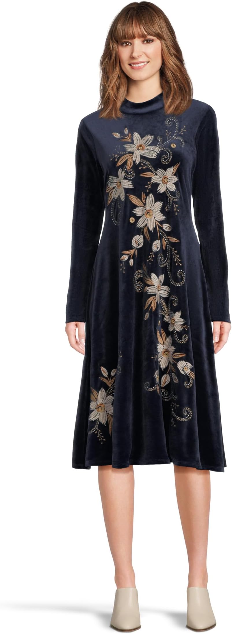 Женское платье из эластичного бархата с воротником-стойкой - Corinthe Johnny Was, Midnight
Женское платье из эластичного бархата с воротником-стойкой - Corinthe Johnny Was, Midnight