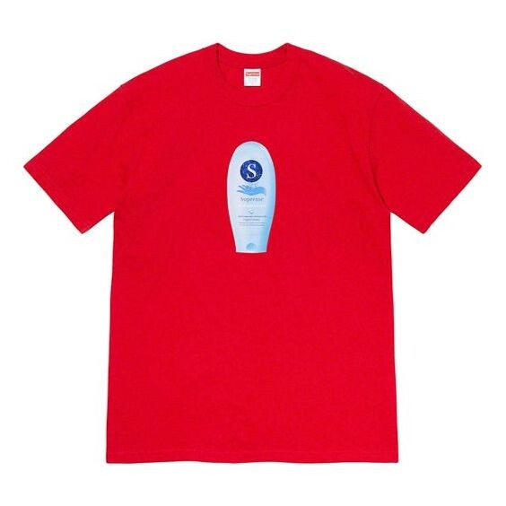 Футболка fw19 week 1 super cream tee short sleeve red Supreme, красный 
Футболка fw19 week 1 super cream tee short sleeve red Supreme, красный