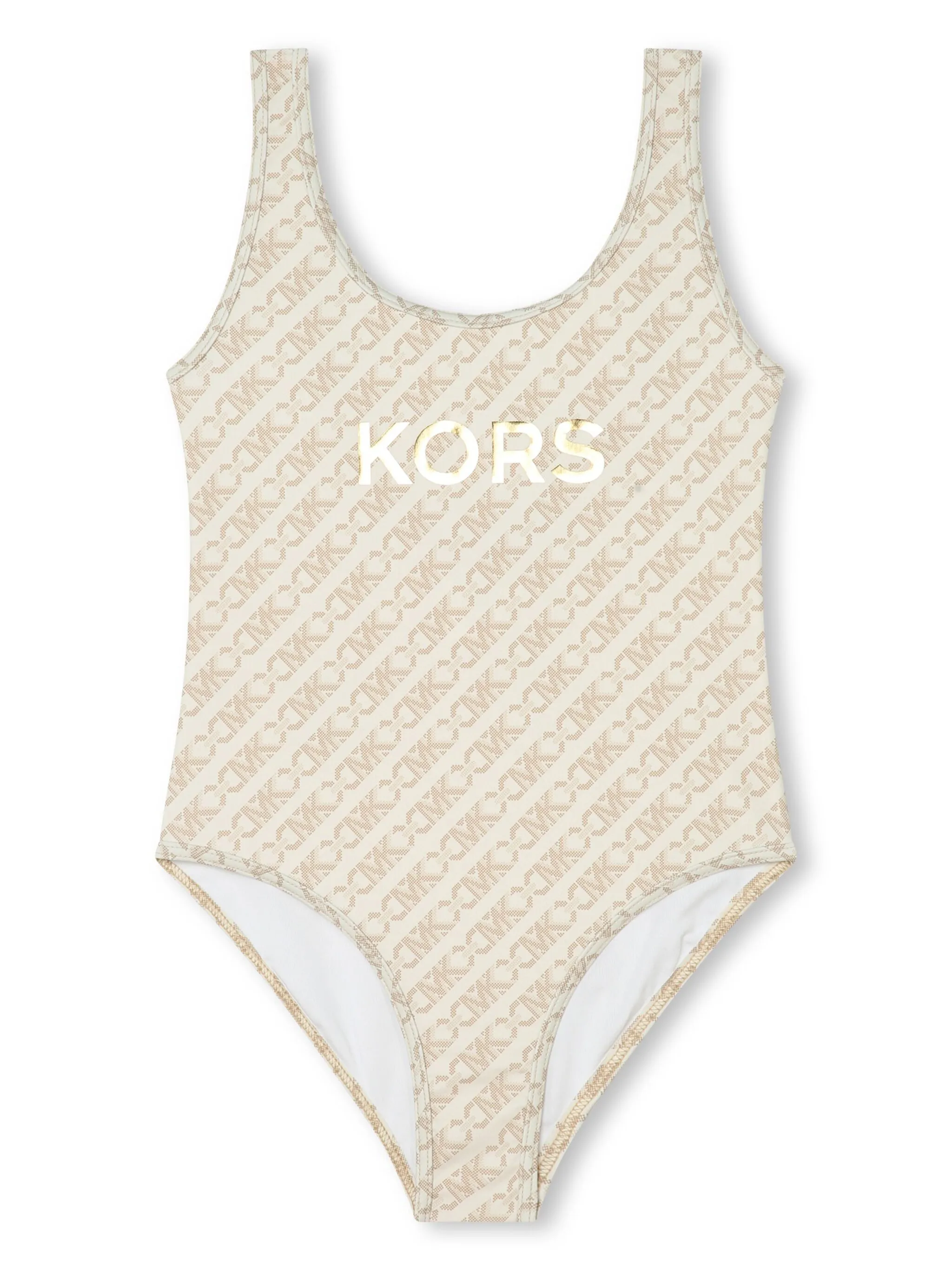 Купальник с U-образным вырезом и логотипом Michael Kors Kids, бежевый
Купальник с U-образным вырезом и логотипом Michael Kors Kids, бежевый