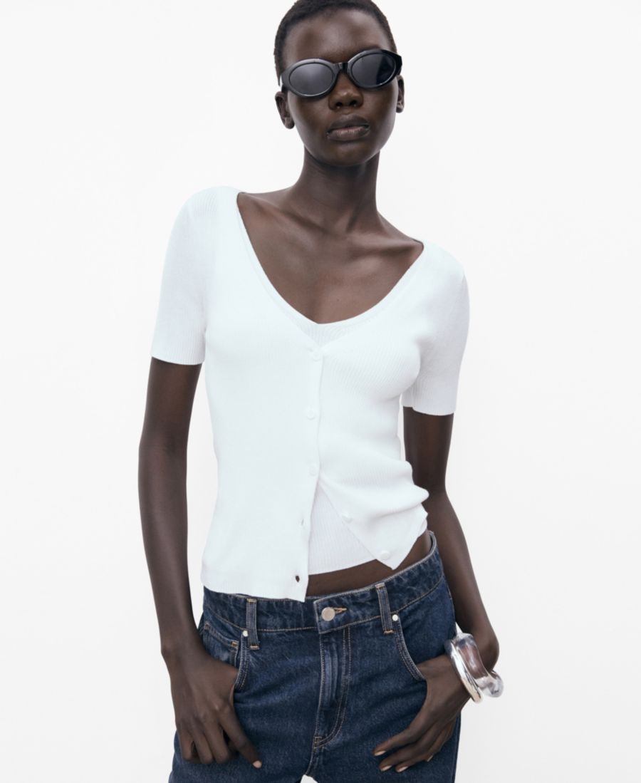 Женский свитер в смешанную ребристую ткань MANGO, White
Женский свитер в смешанную ребристую ткань MANGO, White