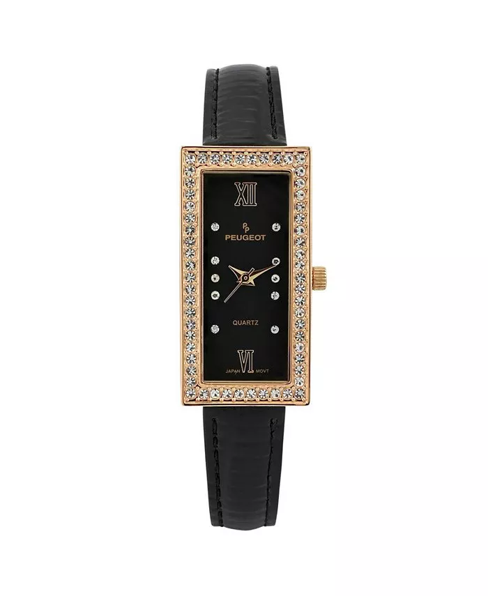Женские часы с кристаллами на корпусе 35x20 мм и глянцевым черным кожаным ремешком Peugeot, черный
Женские часы с кристаллами на корпусе 35x20 мм и глянцевым черным кожаным ремешком Peugeot, черный