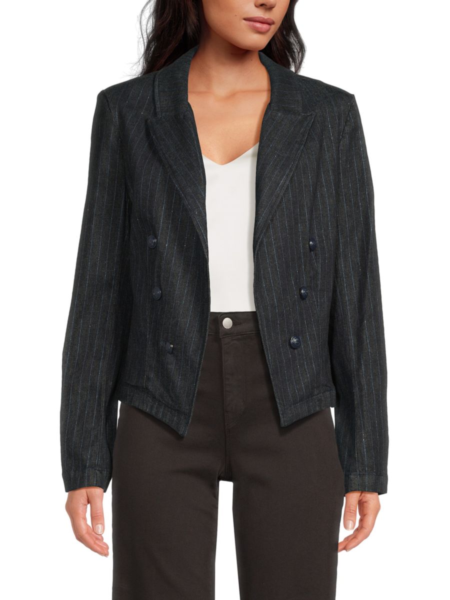 Укороченный двубортный пиджак в тонкую полоску L'AGENCE, цвет Indigo Blue
Укороченный двубортный пиджак в тонкую полоску L'AGENCE, цвет Indigo Blue