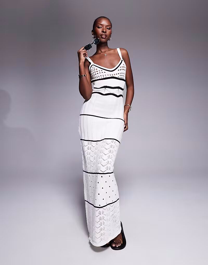 Эксклюзивное пляжное платье-макси Frolic, связанное крючком, кремового и черного цветов
Эксклюзивное пляжное платье-макси Frolic, связанное крючком, кремового и черного цветов