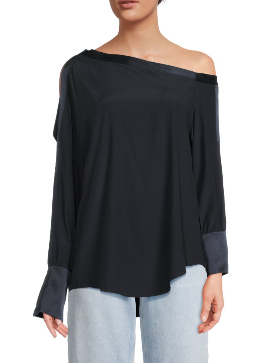 Асимметричный шелковый топ с открытыми плечами TWP, цвет Midnight
Асимметричный шелковый топ с открытыми плечами TWP, цвет Midnight