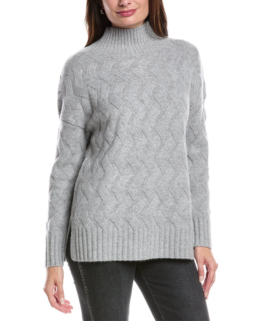 Форте Кашемир Люкс Косой Вязки Воротник-воронка Кашемировый Свитер Forte Cashmere, серый 
Форте Кашемир Люкс Косой Вязки Воротник-воронка Кашемировый Свитер Forte Cashmere, серый