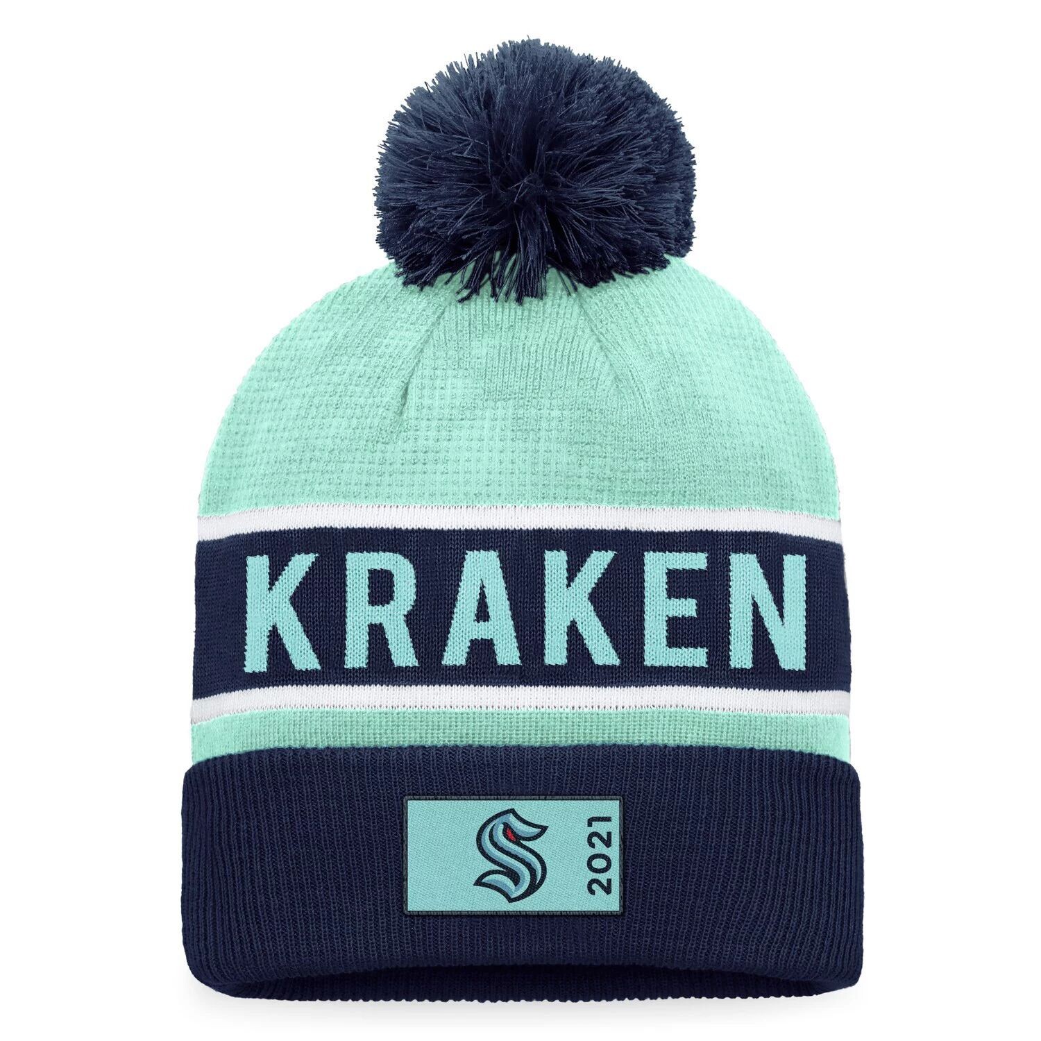 Мужская вязаная шапка Fanatics Deep Sea Blue/Light Blue Seattle Kraken Authentic Pro Rink с манжетами и помпоном
Мужская вязаная шапка Fanatics Deep Sea Blue/Light Blue Seattle Kraken Authentic Pro Rink с манжетами и помпоном