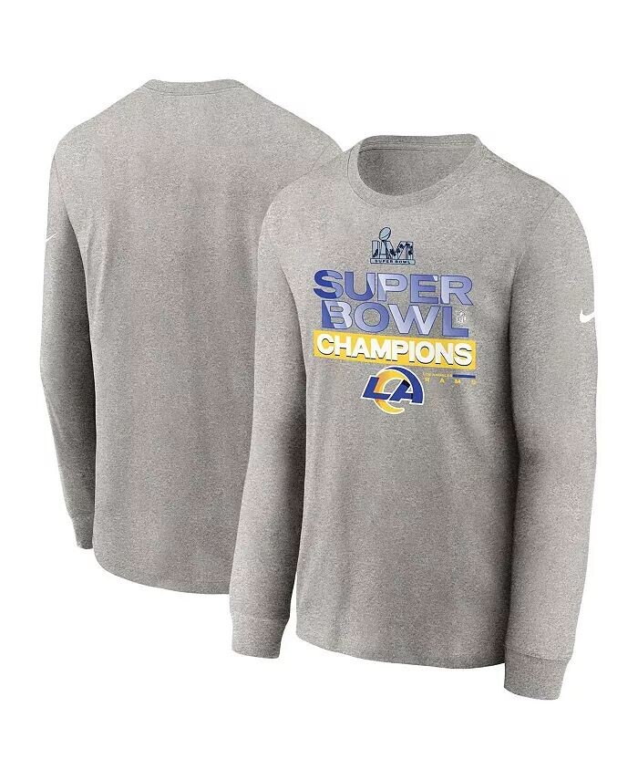Футболка с длинными рукавами Big Boys Heather Grey Los Angeles Rams Super Bowl LVI Champions Locker Room Trophy Collection Nike
Футболка с длинными рукавами Big Boys Heather Grey Los Angeles Rams Super Bowl LVI Champions Locker Room Trophy Collection Nike