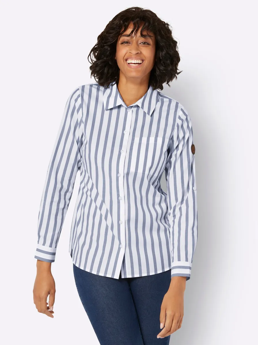 Повседневный образ, длинная блузка Casual Looks, цвет Taubenblau-Ecru-Gestreift
Повседневный образ, длинная блузка Casual Looks, цвет Taubenblau-Ecru-Gestreift