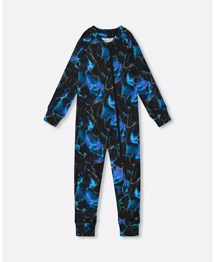 Сплошное термобелье для маленьких мальчиков, черное с принтом Storm Deux Par Deux, черный