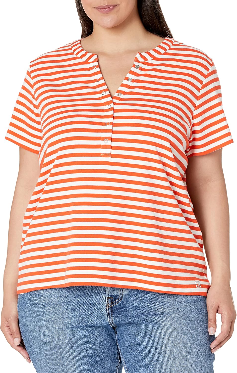 Женская футболка Calvin Klein размера плюс с коротким рукавом и V-образным вырезом, 1x1 в рубчик, с перекрученной отделкой, Flame/Soft White
Женская футболка Calvin Klein размера плюс с коротким рукавом и V-образным вырезом, 1x1 в рубчик, с перекрученной отделкой, Flame/Soft White