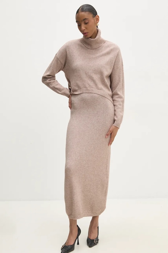 Платье и свитер Answear.Lab, бежевый 
Платье и свитер Answear.Lab, бежевый